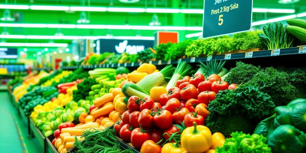 Frutas e verduras frescas do hortifruti